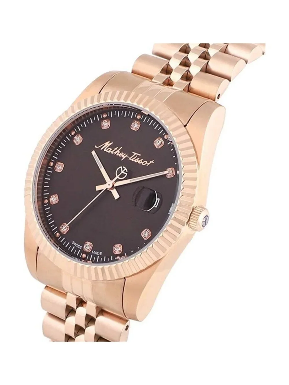 NWT Mathey-Tissot Mathey II Quartz Brown Dial 40 mm Watch